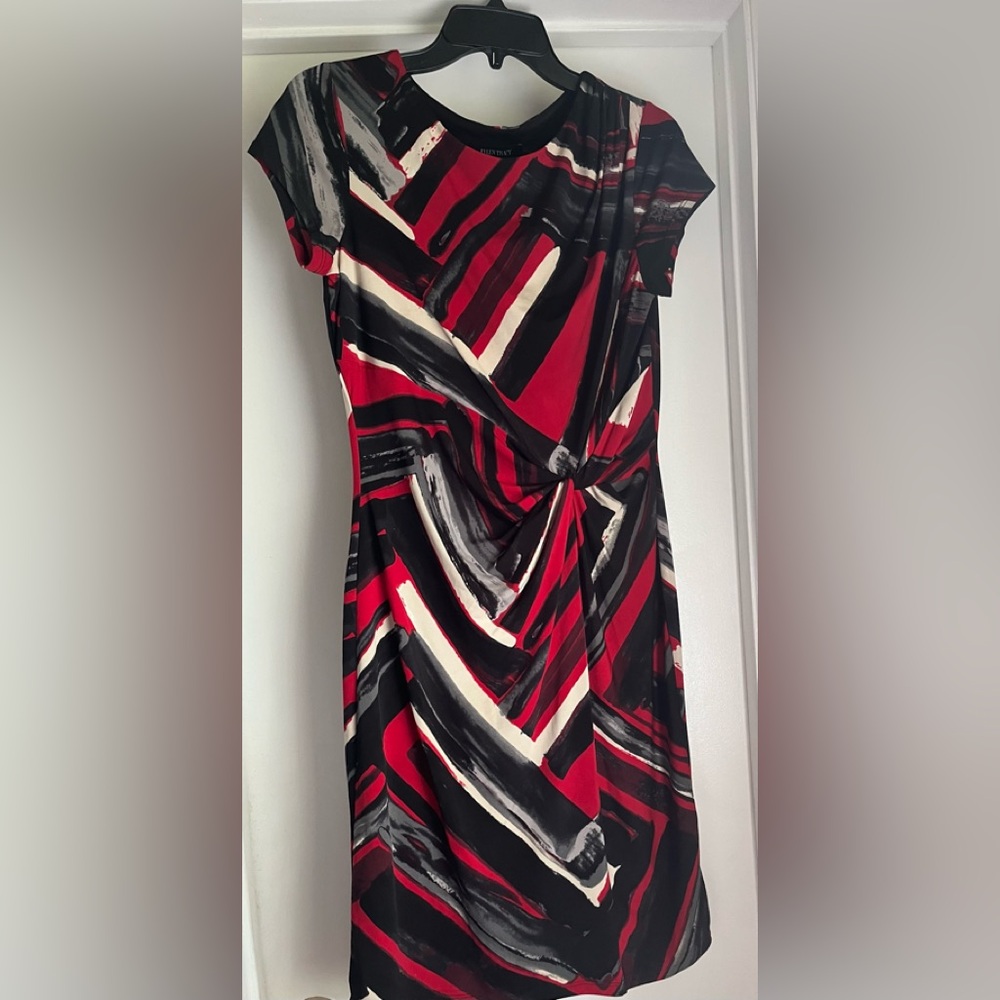 ELLEN TRACY Dress, Black, Red & Gray, Size 6